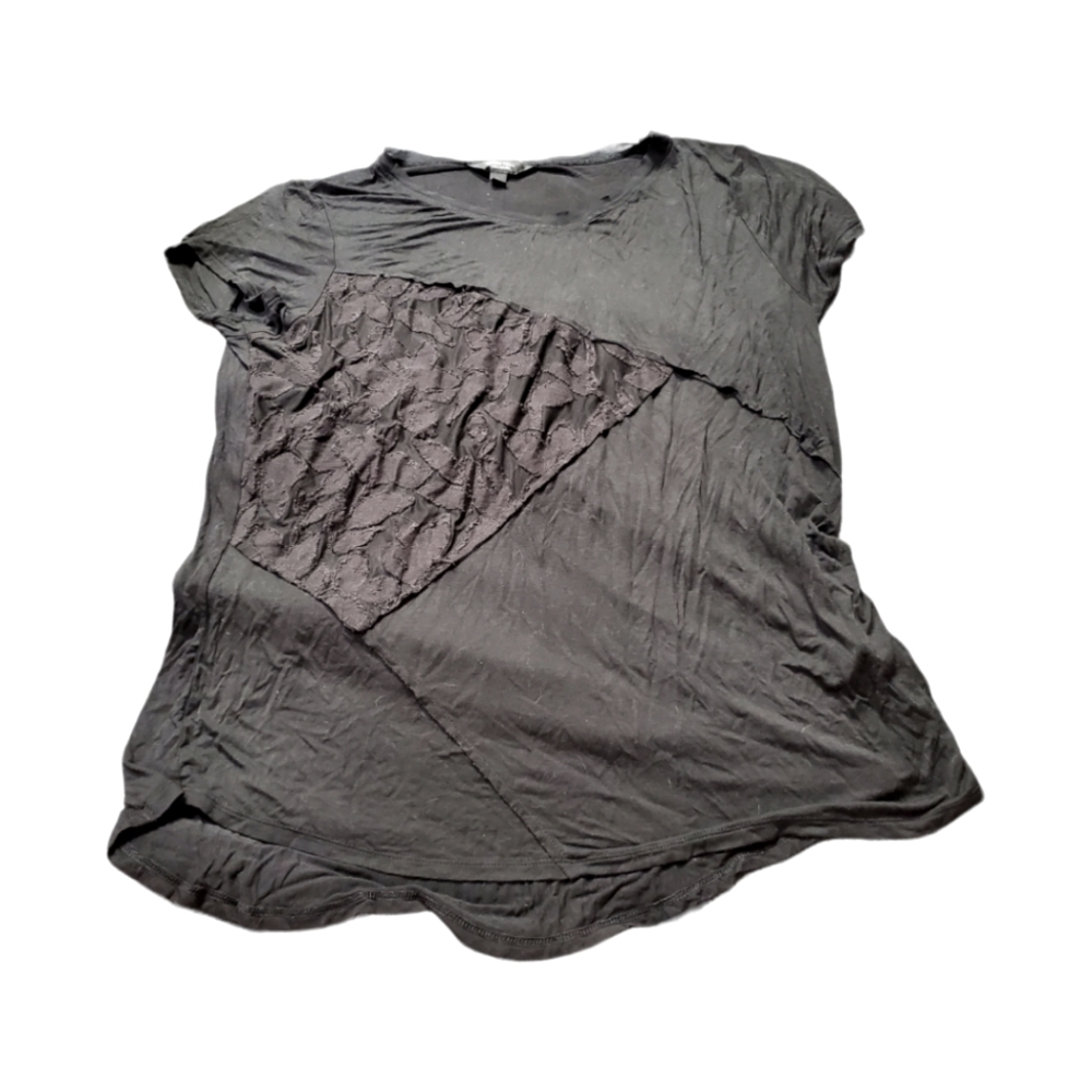 Simply Vera Wang Women's Black Short Sleeve Layered Top Size L